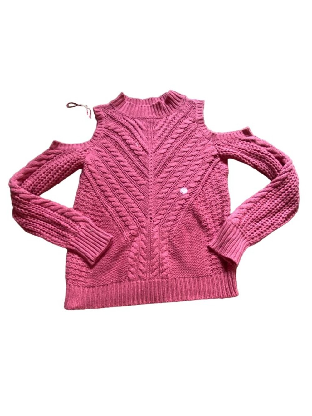 Aeropostale Cold Shoulder Mock Neck Sweater-Pink-Small-NWT